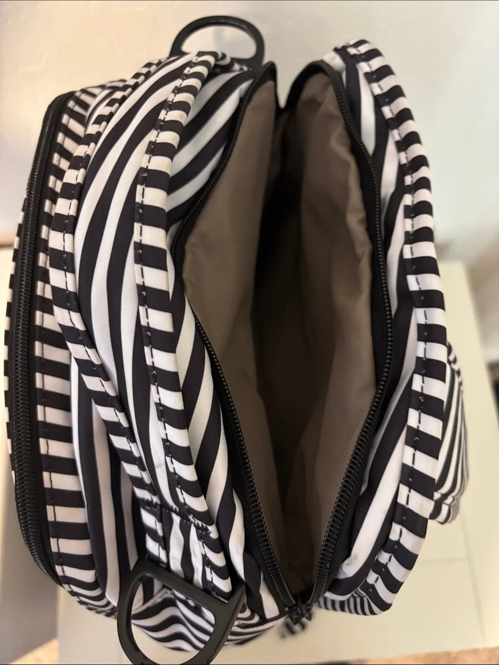 Ju-Ju-Be Black & White Striped Diaper Backpack